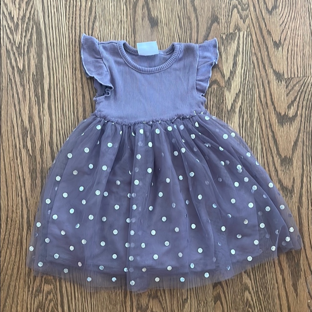 Madison Layne Purple polkadot Flutter Sleeve Sundress